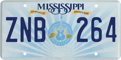 MS license plate ZNB264