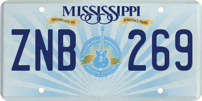 MS license plate ZNB269