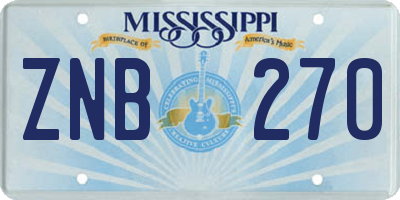 MS license plate ZNB270
