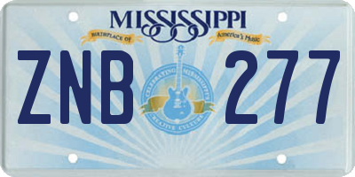 MS license plate ZNB277