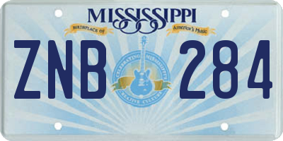 MS license plate ZNB284