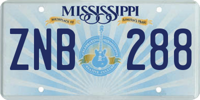 MS license plate ZNB288