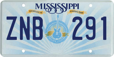 MS license plate ZNB291