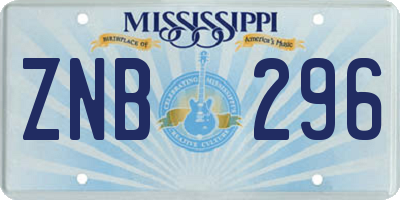 MS license plate ZNB296