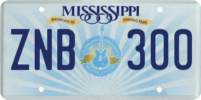 MS license plate ZNB300
