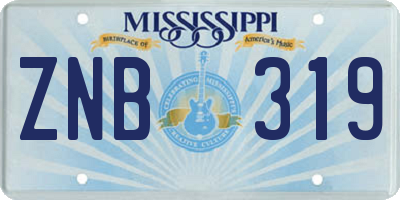 MS license plate ZNB319