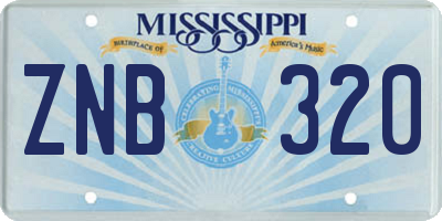 MS license plate ZNB320