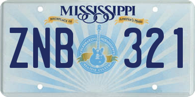 MS license plate ZNB321