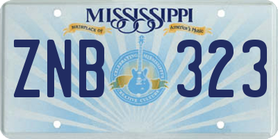 MS license plate ZNB323
