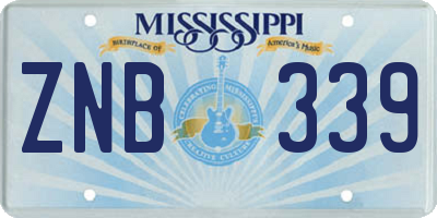 MS license plate ZNB339