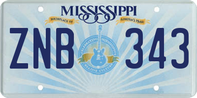 MS license plate ZNB343