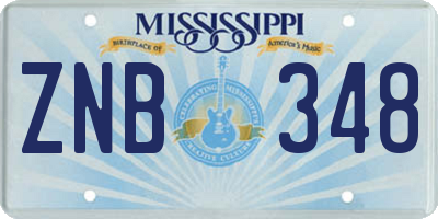 MS license plate ZNB348