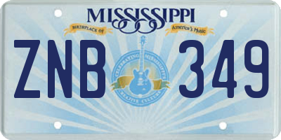 MS license plate ZNB349