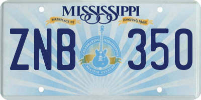 MS license plate ZNB350