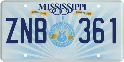 MS license plate ZNB361