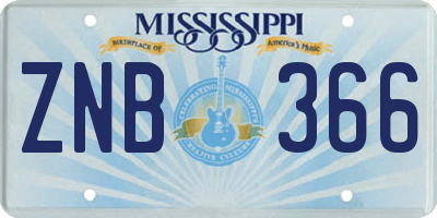 MS license plate ZNB366