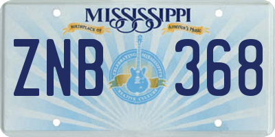 MS license plate ZNB368