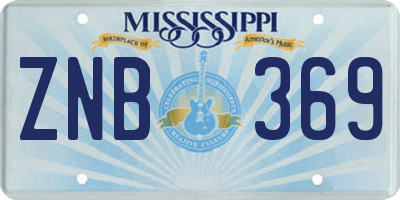 MS license plate ZNB369