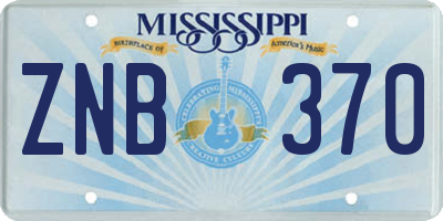 MS license plate ZNB370