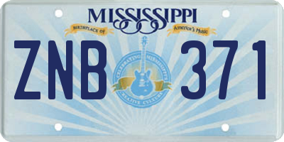 MS license plate ZNB371