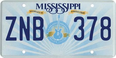 MS license plate ZNB378