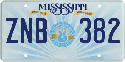 MS license plate ZNB382