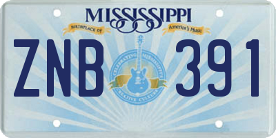 MS license plate ZNB391