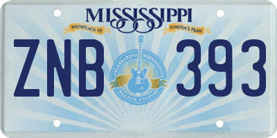 MS license plate ZNB393