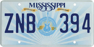 MS license plate ZNB394