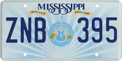MS license plate ZNB395
