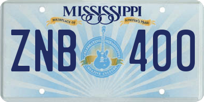 MS license plate ZNB400