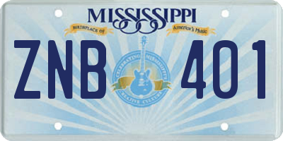 MS license plate ZNB401