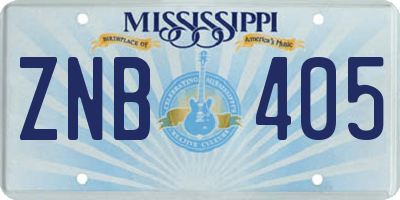 MS license plate ZNB405