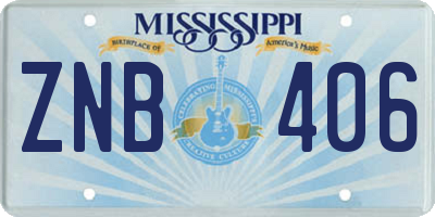 MS license plate ZNB406