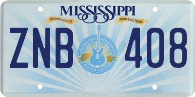 MS license plate ZNB408