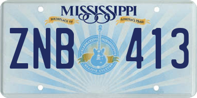 MS license plate ZNB413