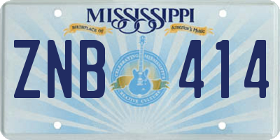 MS license plate ZNB414