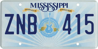MS license plate ZNB415