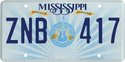 MS license plate ZNB417