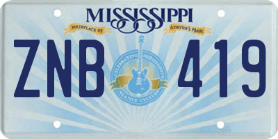 MS license plate ZNB419