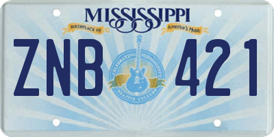 MS license plate ZNB421