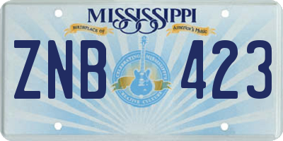 MS license plate ZNB423