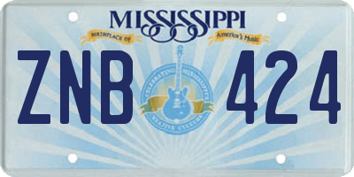 MS license plate ZNB424