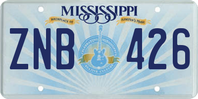 MS license plate ZNB426