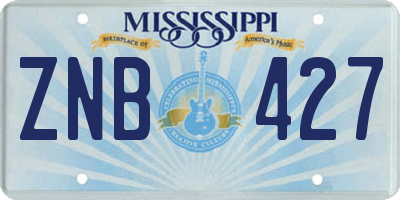 MS license plate ZNB427