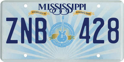 MS license plate ZNB428