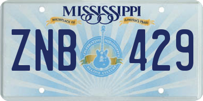 MS license plate ZNB429