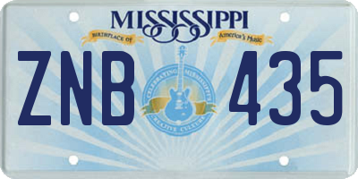 MS license plate ZNB435