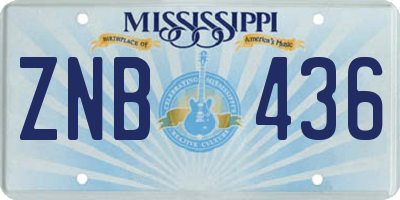 MS license plate ZNB436