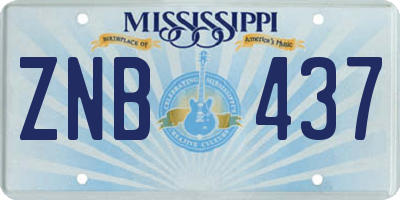 MS license plate ZNB437